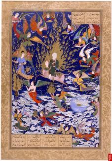 L'Ascension de Muhammad, miniature persane, XVIe siècle